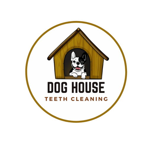 A dog house teeth cleaning logo